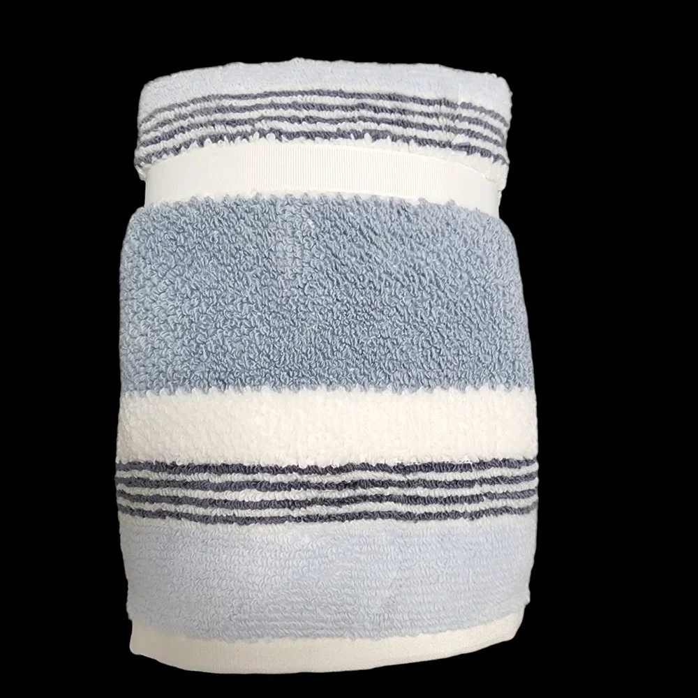 Caro Home 8pc Striped Soft Cotton Towel Set Blue And White 2 Bath 2 Hand 4 Tip